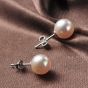 Fashion 925 Sterling Silver White Shell Pearl Concise Studs Earrings(6/8mm)