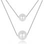 Chic White Shell 925 Sterling Silver Double Layer Stackable Necklace