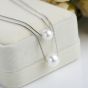 2017 Chic Double Shell Blanc 925 Sterling Silver Double couche Empilable Collier