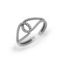 S925 Sterling Silver To Make Old Double Twist Rope Stripe Open Ring