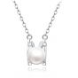 Simple Concise White Shell Pearl 925 Sterling Silver Necklace Women