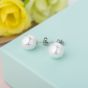 Fashion 925 Sterling Silver White Shell Pearl Concise Studs Earrings(6/8mm)