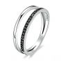 Fashion n Double Line 925 Sterling Silver Black CZ Ring
