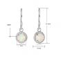 Classic Round Create Opal Lady 925 Sterling Sliver Dangling Earrings