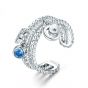 Fashion n Twisted Blue CZ 925 Silver Adjustable Blessing Ring