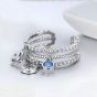 Fashion n Twisted Blue CZ 925 Silver Adjustable Blessing Ring