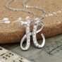 White Letter H 925 Sterling Silver Personalized Name Pendant Women