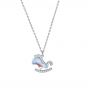 Gift CZ Cute Rocking Horse 925 Sterling Silver Necklace