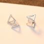 Silver Simple Three-dimensional Triangle Fashion S925 Sterling Silver Earrings