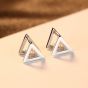 Silver Simple Three-dimensional Triangle Fashion S925 Sterling Silver Earrings