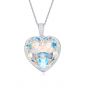 Модное синее сердце австрийский кристалл 925 серебро сладкое ожерелье