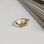 Elegante anillo ajustable de plata de ley 925 con flor rosa