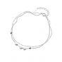 Lady Beads Hearts 925 Sterling Silver Double Chain Bracelet