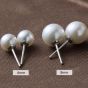 Pendientes de perlas concha de concha blanca de plata de ley 925 sin alergia (8 mm)