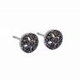Vintage Max CZ Round Flower Solid 925 Sterling Silver Studs Earrings