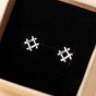 Simple Pound Well 925 Sterling Silver Stud Earrings