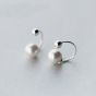 Fashion n 925 Sterling Silver Shell Pearl Ball U Hoop Earrings