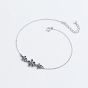 Beautiful Three Black Flowers 925 Sterling Silver Anklet