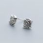 Vintage Owl Animal Solid 925 Sterling Silver Studs Earrings