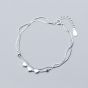 Lady Beads Hearts 925 Sterling Silver Double Chain Bracelet