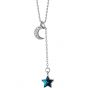 Graduation CZ Crescent Moon Star 925 Sterling Necklace