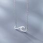Elegant Wave Lines 925 Sterling Silver Necklace