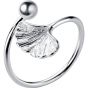 Elegante hoja de ginkgo anillo ajustable de plata de ley 925