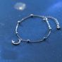 Casual Crescent Moon Star Beads 925 Sterling Silver Bracelet/Anklet