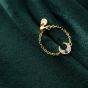 Holy CZ Crescent Moon 925 anillo ajustable de plata esterlina