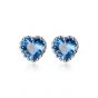 Ocean Heart Blue CZ Heart 925 Sterling Silver Stud Earrings