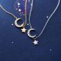 Sweet Crescent Moon Star 925 Sterling Silver Necklace