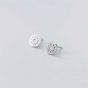 Friend's CZ Hollow Star Round Button 925 Sterling Silver Stud Earrings