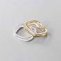 Fashion Double CZ Line Geometry Square 925 Sterling Silver Adjustable Ring