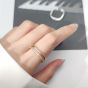Fashion Double CZ Line Geometry Square 925 Sterling Silver Adjustable Ring