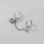 Vintage Daisy Flower CZ 925 Sterling Silver Doule Hole Chain Earrings