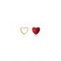 Asymmetry Red Heart Hollow 25 Sterling Silver Stud Gold Plated Earrings