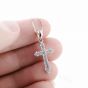 Silver CZ Pave Christian Cross Solid 925 Sterling Sliver Pendant