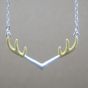 Модные простые двухцветные рога 925 ожерелье из стерлингового серебра