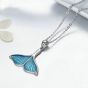Fashion Blue Mermaid Whale Tail 926 Sterling Silver Enamel Necklace