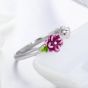 Gorgeous Purple Flower Leaf 925 Sterling Silver Adjustable Ring