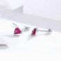 Red CZ Wings 925 Sterling Silver Earrings Necklace Jewelry Sets