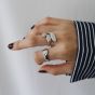 Casual Geometry Oval 925 Sterling Silver Adjustable Ring