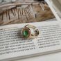 Elegant Oval Green CZ 925 Sterling Silver Adjustable Ring