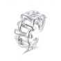 Fashion Irregular Concave Convex Weave 925 Sterling Silver Adjustable Ring