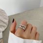 Fashion Irregular Concave Convex Weave 925 Sterling Silver Adjustable Ring