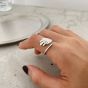 Casual Shell Lines 925 Sterling Silver Adjustable Ring