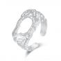 Fashion Irrgular Hollow Geometry 925 Sterling Silver Adjustable Ring