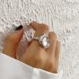 Irregular Natural Anemousite Crystal 925 Sterling Silver Adjustable Ring