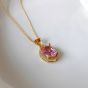 Girl Oval Pink CZ 925 Sterling Silver Necklace