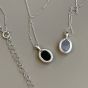 Office Oval Created Crystal 925 Sterling Silver Necklace